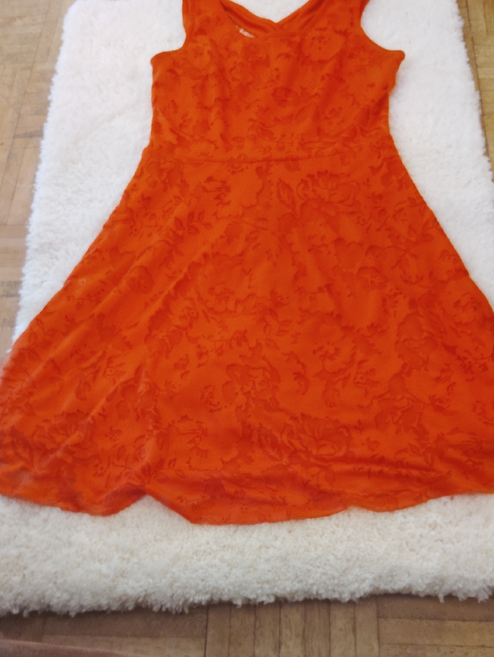 Candie's Orange Floral Jacquard Tank with Crisscross Back